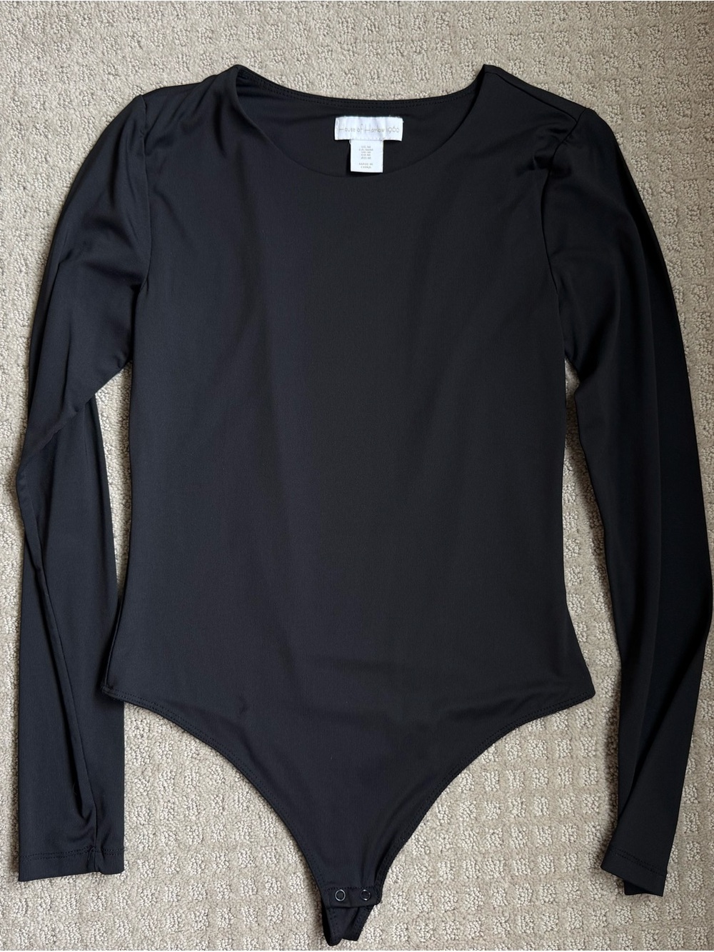 House of Harlow 1960 Black Long Sleeve Scoop Neck Bodysuit